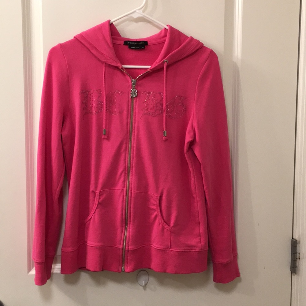 pink BCBG zip up hoodie